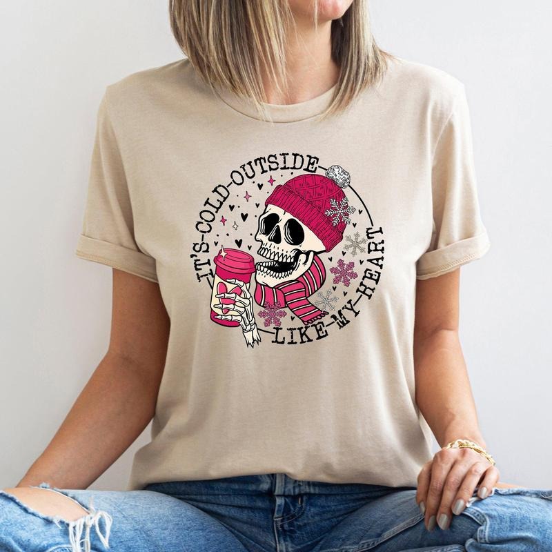 It's Cold Outside, Skeleton, Heart, Super Soft Tshirt, Valentine's Day Hoodie Sweatshirt | PrintMintTees.com