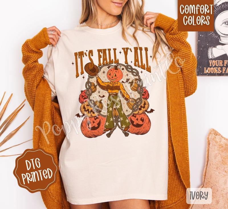 It's Fall Y'all Comfort Colors, Trendy Women's Autumn Tshirt Hoodie Sweatshirt | PrintMintTees.com
