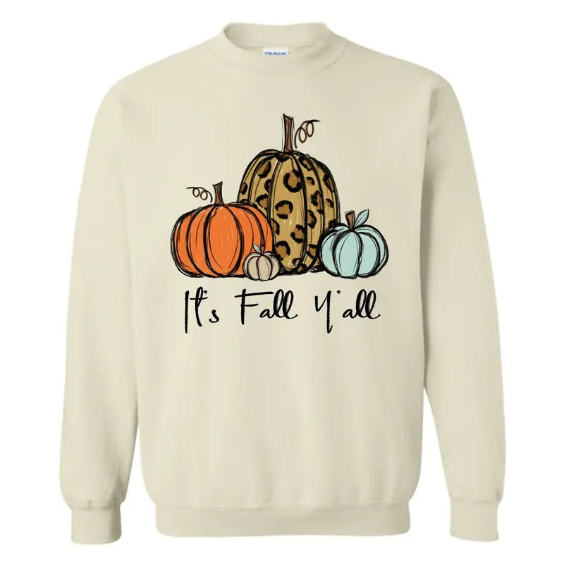 It's Fall Y'all Sweatshirt, Fall Pumpkins Crewneck Shirt Hoodie | PrintMintTees.com