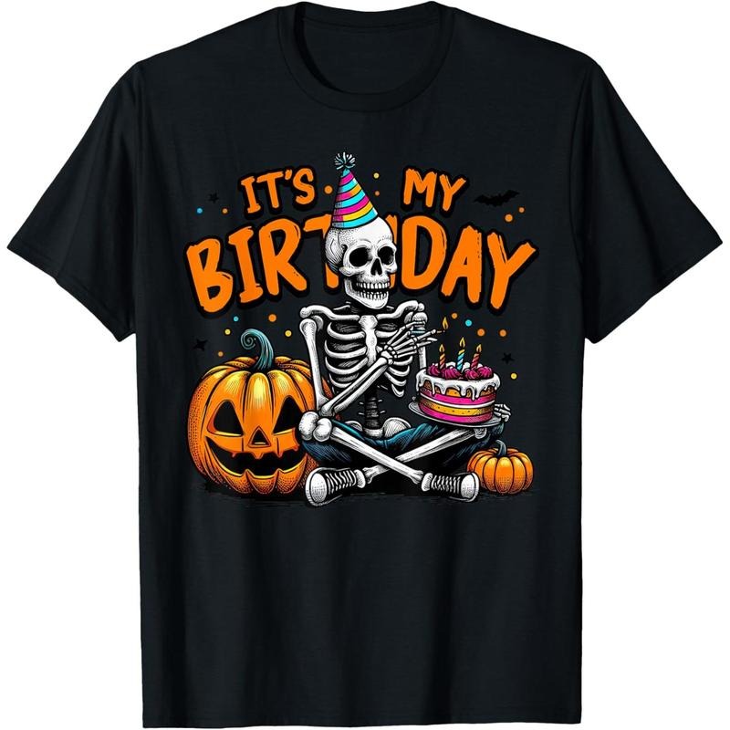 It's My Birthday Skeleton Happy Halloween Birthday Party T-Shirt made in usa Hoodie Sweatshirt | PrintMintTees.com