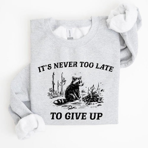 It's Never Too Late To Give Up, Raccoon, Funny, Aesthetic Sweatshirt T-Shirts, Hoodie | PrintMintTees.com