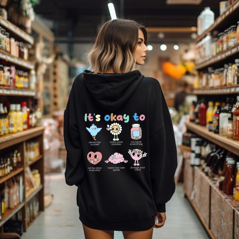'S Ok Positivity Kindness Mental Health Hooded T-Shirts, Hoodie, Sweatshirt