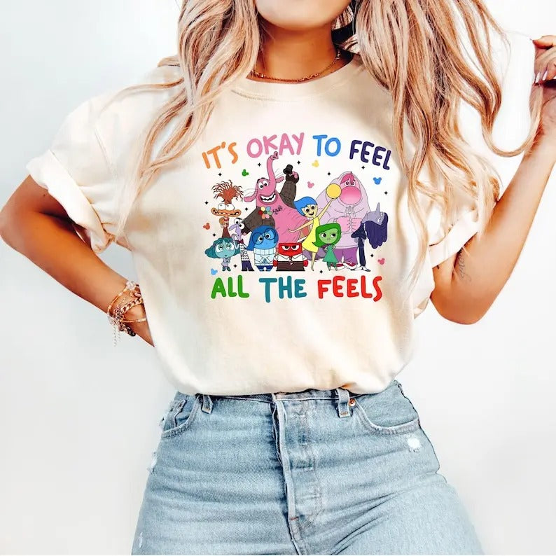 It's Okay To Feel All The Feels T-Shirt,Therapy Shirt, Teacher Tee, Gift for Teacher Cotton Top Womenswear Tshirt Hoodie...