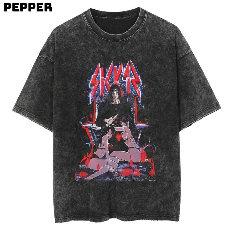 Itachi Harem Vintage Washed Shirt Anime Shirt Itachi Harem Itachi Harem Shirt Anime Itachi Harem Shirt Anime Itachi Harem Anime Fan Anime Top Menswear Underwear Streetwear Tropical Round Neck Shirt Hoodie Sweatshirt