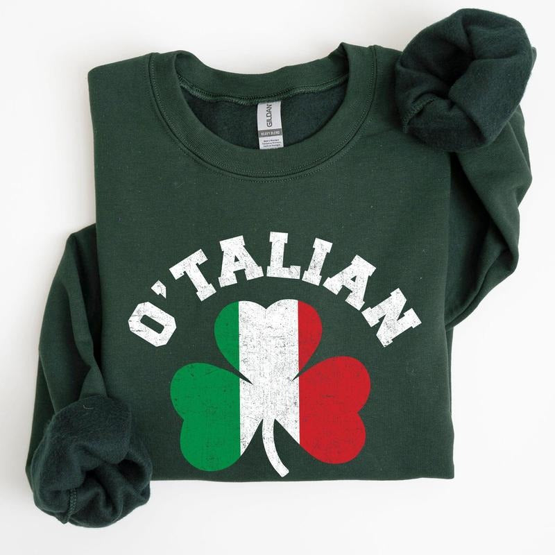 Italian Shamrock, Flag, St Patrick's Day Sweatshirt Shirt Hoodie | PrintMintTees.com