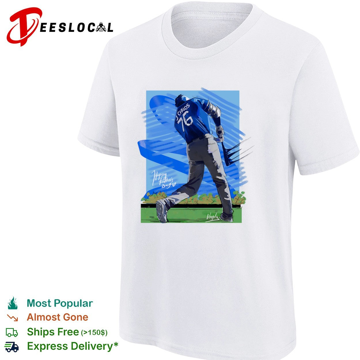 J Carlos 76 Happy Fathers Day Baseball Player Team Sport shirt