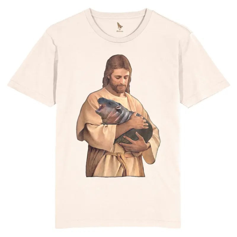 JESUS Funny Moo-Deng Baby Pygmy Hippo 9 Cute Zoo For Family T-Shirt Meme Moo Deng Era Vintage 90's Hoodie, Sweatshirt