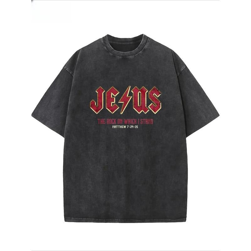 JESUS Washed cotton T-shirt, streetwear, aesthetic graphics, casual T-shirt, unisex style 02 Hoodie Sweatshirt