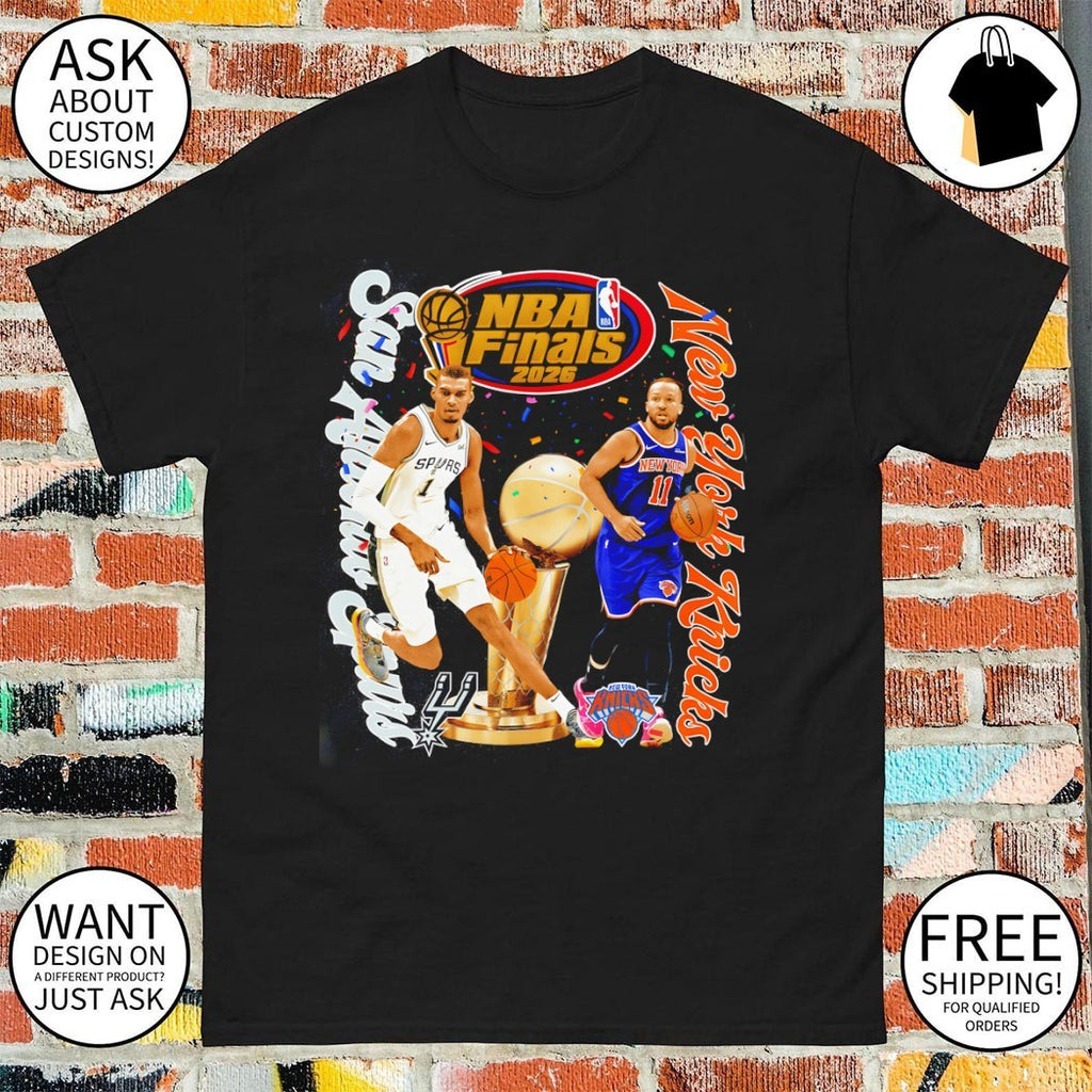 Jalen Brunson Knicks vs Victor Wembanyama Spurs Basketball NBA Finals 2026 Trophy shirt