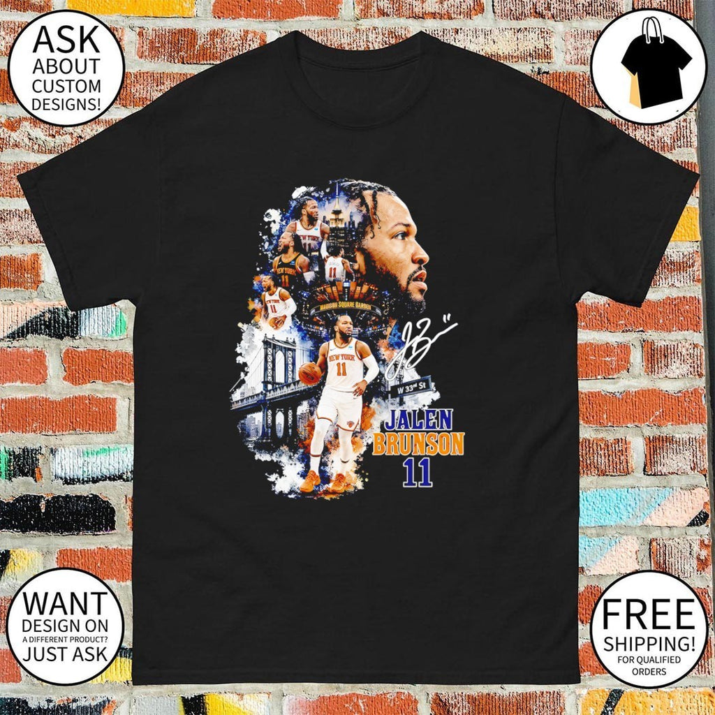Jalen Brunson Number 11 Knicks basketball star graphic signature shirt