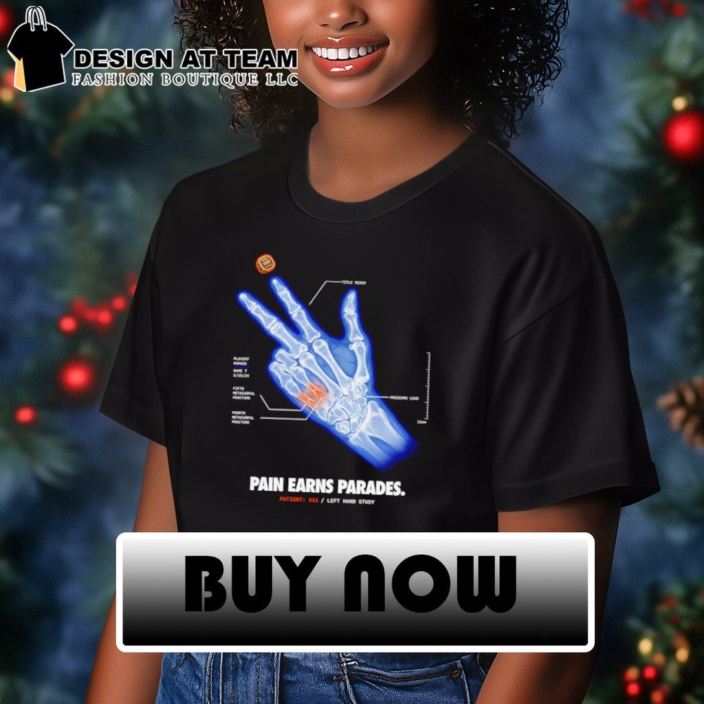 Jalen Brunson X-Ray pain earns parades left hand study shirt