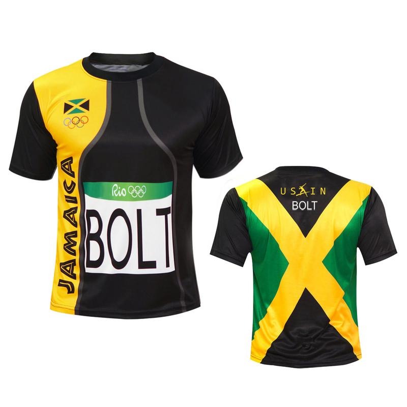 Jamaica USAIN Bolt Performance T-Shirt for Men | 100% Polyester Athletic Sports Tee | Lightweight Sprinter Running Shirt...