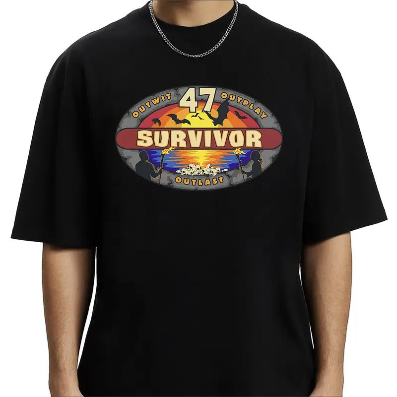 Jeff Probst Survivor 47 Logo bootleg Retro T-shirt Vintage Hoodie Sweatshirt Gift for Unisex women and Man Cotton