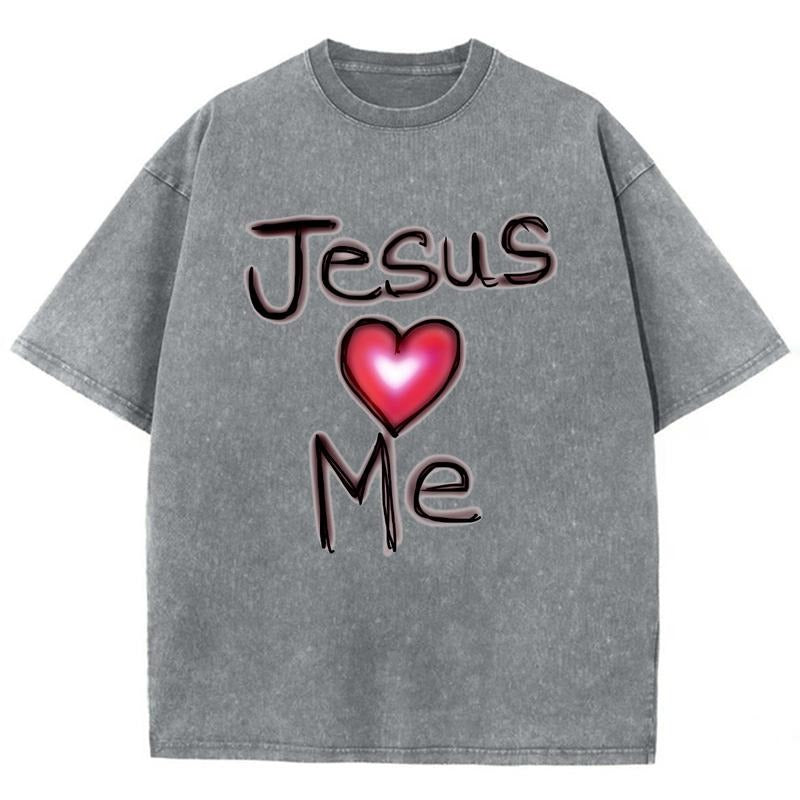 Jesus & Me Unisex Washed T-Shirt, Christian Jesus  t shirts, Vintage 90s Graphic Tee Gift Cotton Top, Mineral color...