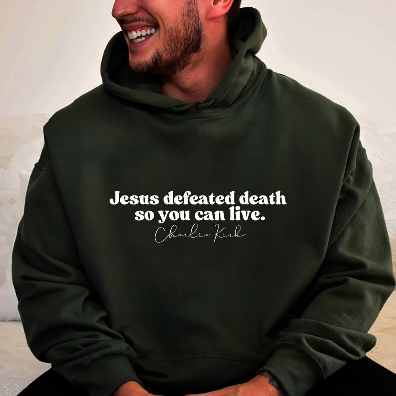 Jesus Defeated Death so You Can Live Graphic Hoodie Casual Fleece Fabric Hooded Sweatshirt Trendy Tops for Women for Men...
