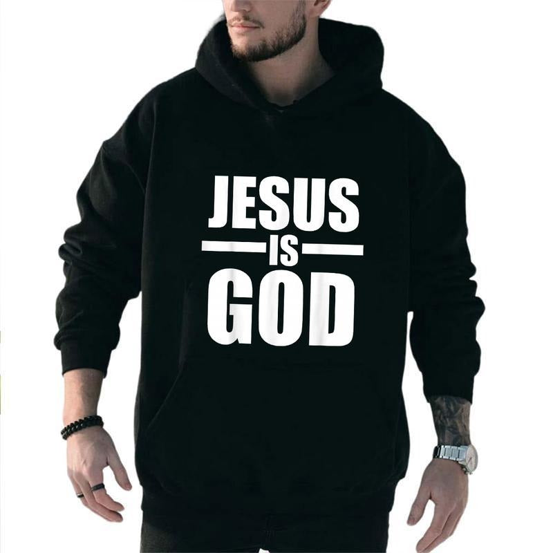 Jesus Is God Graphic Hoodie Fleece Fabric Casual Hooded Sweatshirt Trendy Christian Tops Collection Perfect Gift Shirt