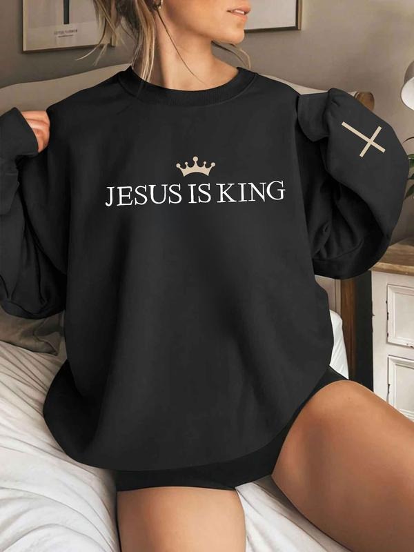 "Jesus Is King" Faith-Based Graphic Winter Sweatshirt