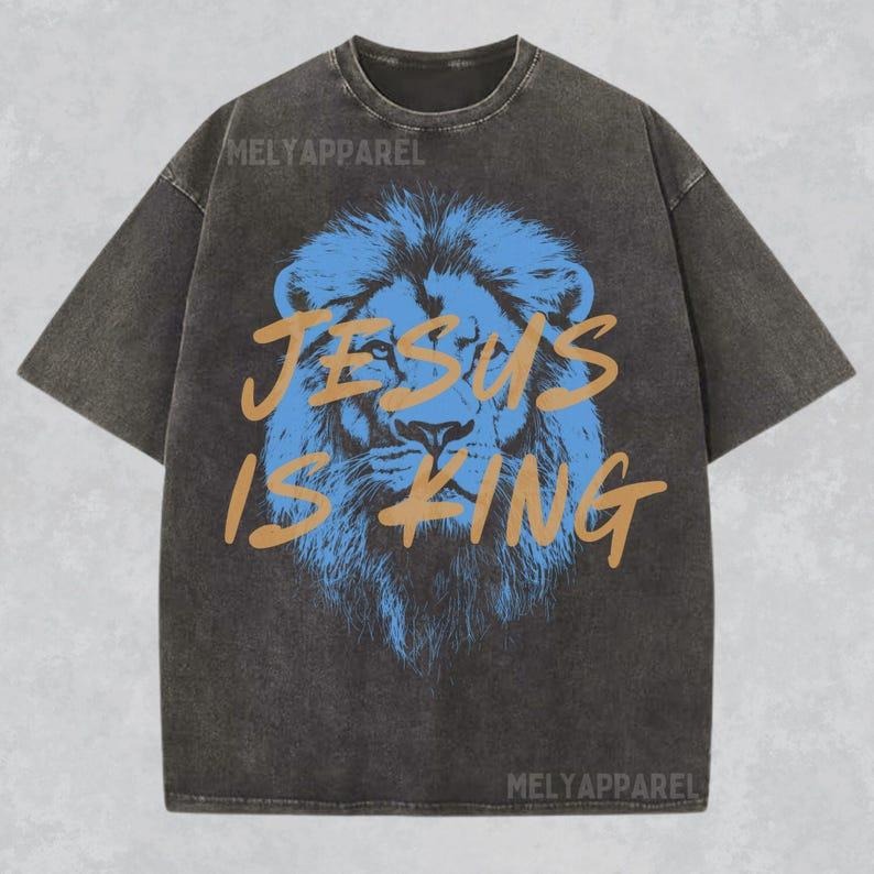 Jesus Is King Christian Shirt Faith Streetwear Unisex Comfort Colors Tee Religious Gift for Him or Her Bible Verse Tshirt...