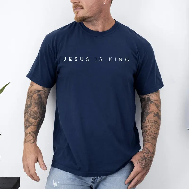 Jesus Is King, Minimalist, Religious, Faith, Gospel, Christian Tshirt, Comfort Colors Tshirt, Men's Tee Hoodie Sweatshirt