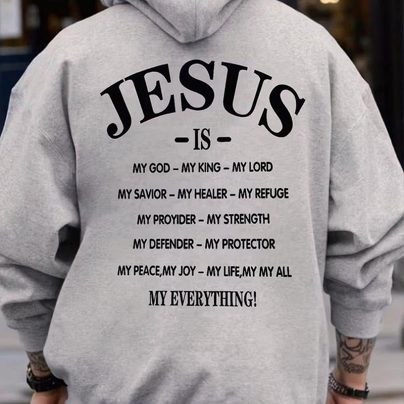 Jesus Is My Everything Graphic Hoodie Casual Fleece Fabric Hooded Sweatshirt Trendy Tops for Women for Men Shirt