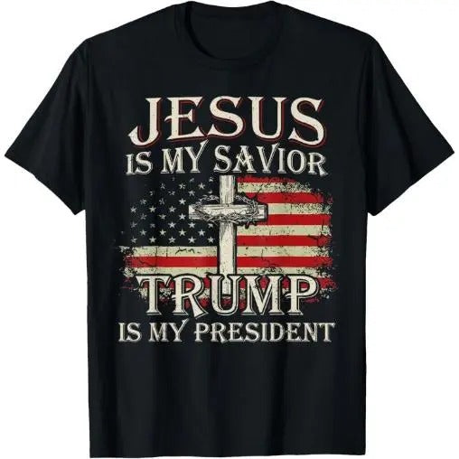 Jesus Is My Savior Trump Is My President American Flag T-Shirt Made in USAstyle{n002}2 Hoodie Sweatshirt | PrintMintTees.com