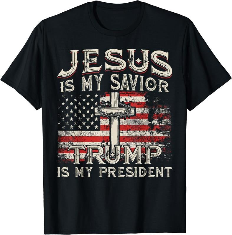 Jesus Is My Savior Trump Is My President American Flag T-Shirt Hoodie, Sweatshirt | PrintMintTees.com