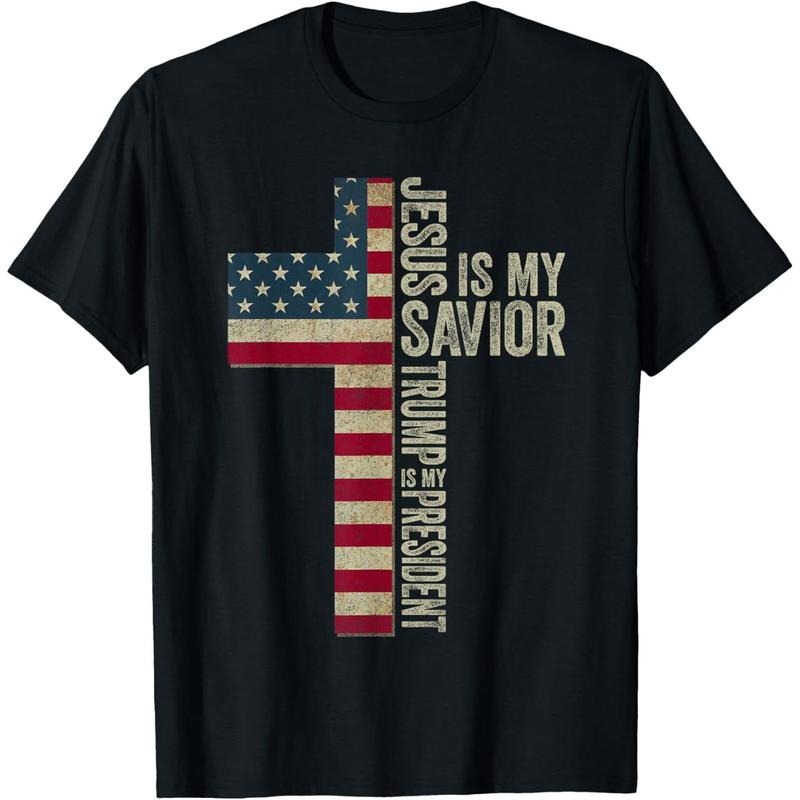Jesus Is My Savior Trump Is My President Trump 2024 MAGA T-Shirt made in usa Hoodie Sweatshirt | PrintMintTees.com