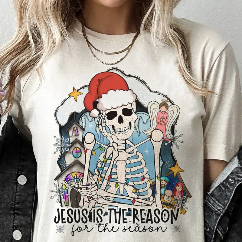 Jesus Is Reason Season Skeleton Jesus Is Reason Faith Skull Christian Reason Season Top Shirt T-Shirts, Hoodie, Sweatshirt
