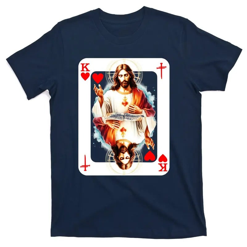 Jesus King Of Hearts Christian Sacred Heart Of Jesus Christ 3 Nails Cross T-Shirt Redeemed Collection Hoodie Sweatshirt