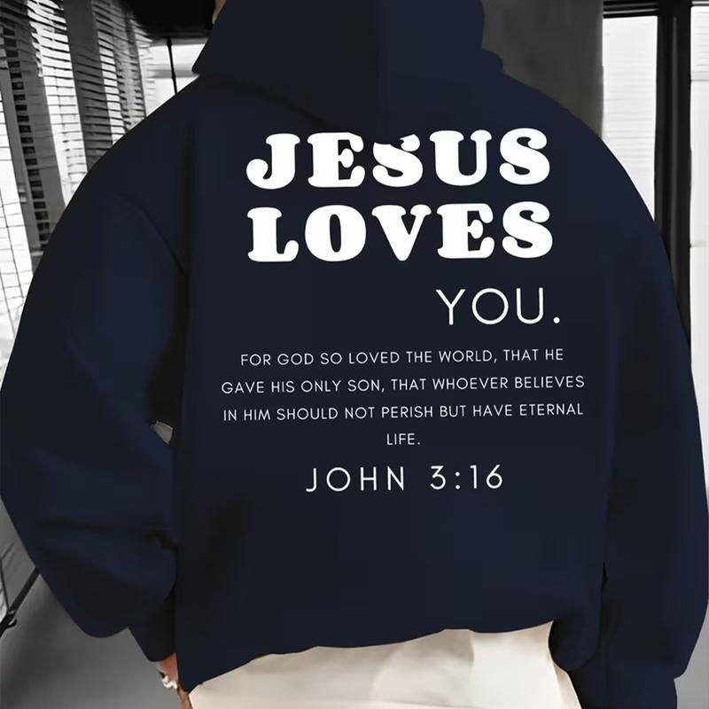 Jesus Loves You Graphic Hoodie Fleece Fabric Casual Hooded Sweatshirt Trendy Tops Perfect Gift Shirt | PrintMintTees.com