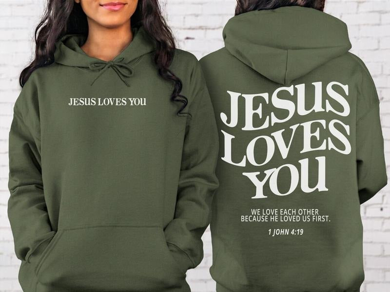 Jesus Loves You Jesus Hoodie Jesus Sweatshirt Christian Hoodie Christian Sweatshirt Cotton Tops Shirt | PrintMintTees.com