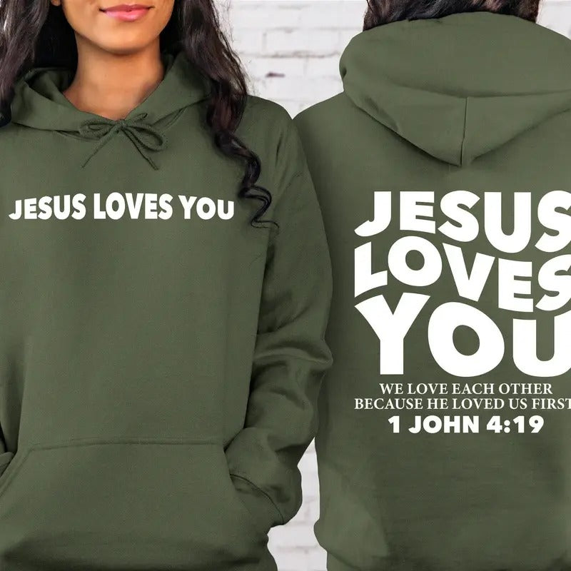 Jesus Loves You Sweatshirt Christian Sweatshirt Faith Based Sweater Jesus Loves You Crewneck Love Like Jesus Hoodie Gift...