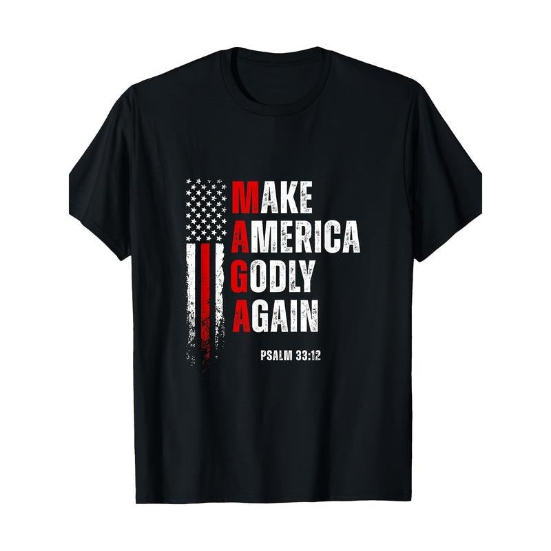 Jesus Make America Godly Again American Patriot Christian T-Shirt - 220g made in usa Hoodie Sweatshirt | PrintMintTees.com