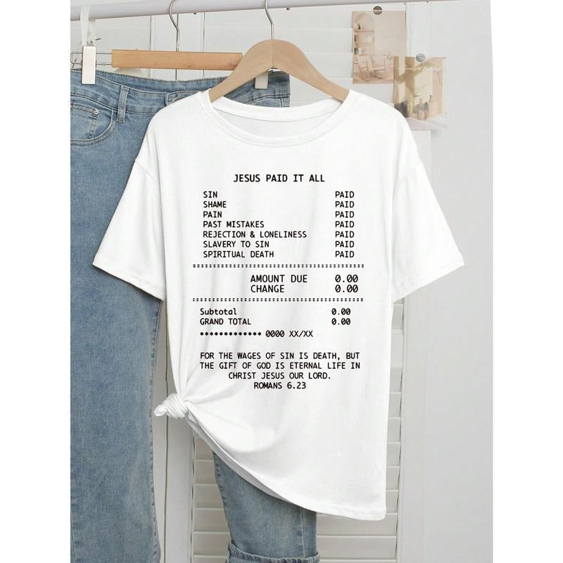 Jesus Paid It All Religious Faith Christ English Graphic Print Round Neck Oversized T-Shirt For Women men Hoodie Sweatshirt