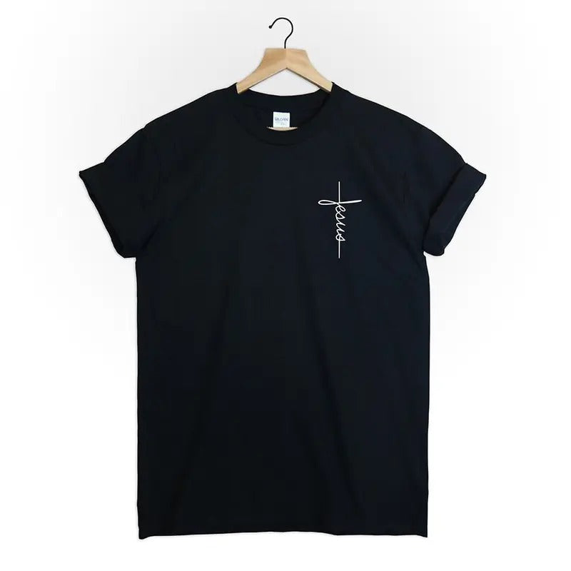 Jesus Pocket Print Tshirt Shirt Tee Top Christian Shirt Vertical Cross Religious Church Greace Love Faith Tumblr Men...