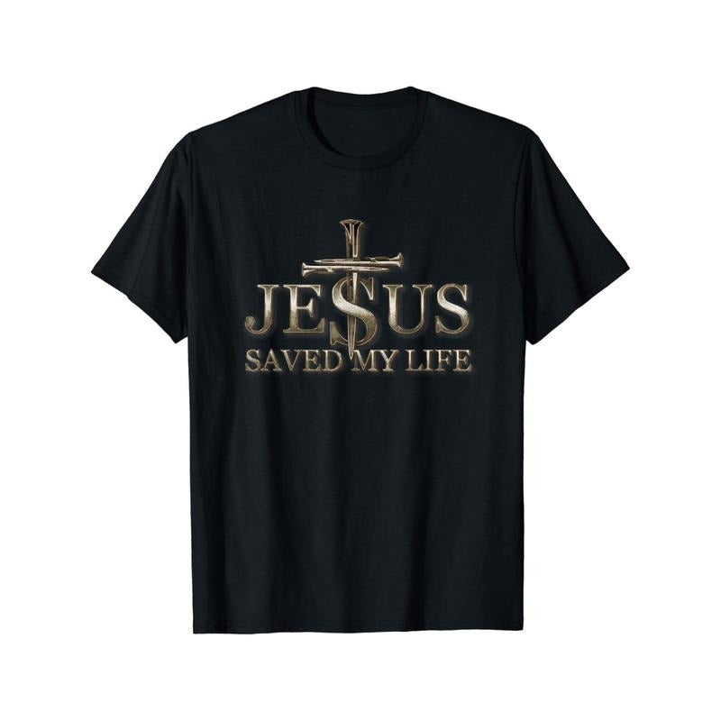 Jesus Saved My life Pattern printed cotton High quality Comfortable casual All-match men's T-shirt made in usa Hoodie...
