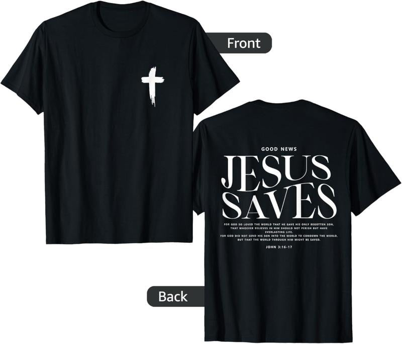 Jesus Saves John 3:16-17 Front and Back Print Christian T-Shirt Hoodie, Sweatshirt | PrintMintTees.com