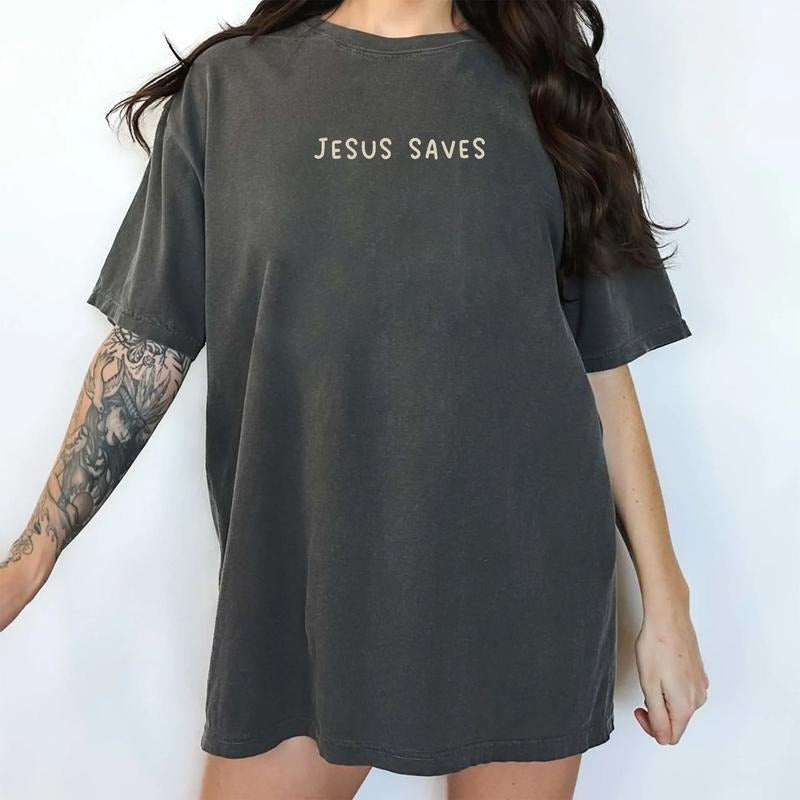 Jesus Saves Shirt, Vintage Christian Shirt, Basic Jesus Apparel, Religious Shirt For Women, Christian Believer Gift...