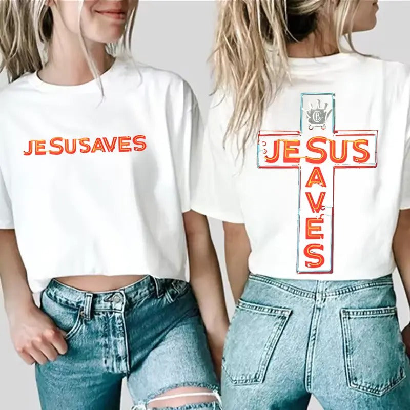 Jesus Saves Unisex Washed T-Shirt, Casual Top Outdoor Tees Hoodie Sweatshirt | PrintMintTees.com