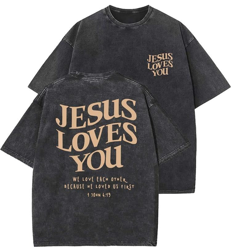 Jesus Saves Unisex Washed T-Shirt, Christian t shirts, Vintage 90s Graphic Tee, Gift Top Womenswear Cotton Mineral...