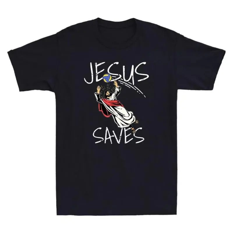 Jesus Saves Volleyball Funny Volleyball Humor Jesus Meme Cotton Menswear Top Day Seamless Underwear T-Shirts, Hoodie, Sweatshirt