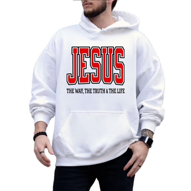 Jesus The Way The Life The TruthGraphic Hoodie Casual Street Style Fleece Fabric Pullover Hooded Sweatshirt Trendy Tops...