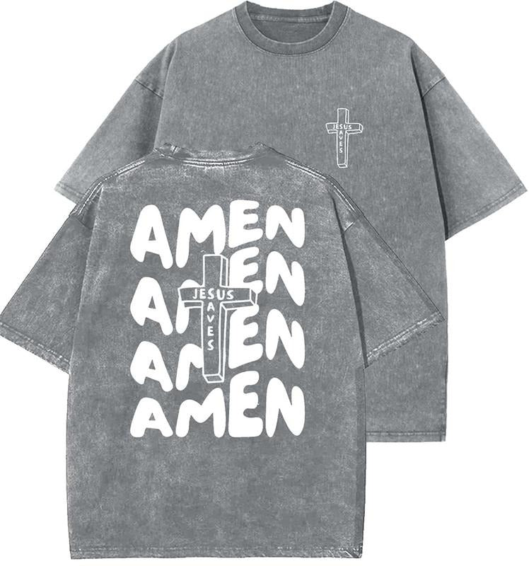 Jesus Unisex Washed T-Shirt, Christian Tshirts, Vintage 90s Graphic Tee, Gift Top Womenswear Cotton Mineral Color Hoodie...