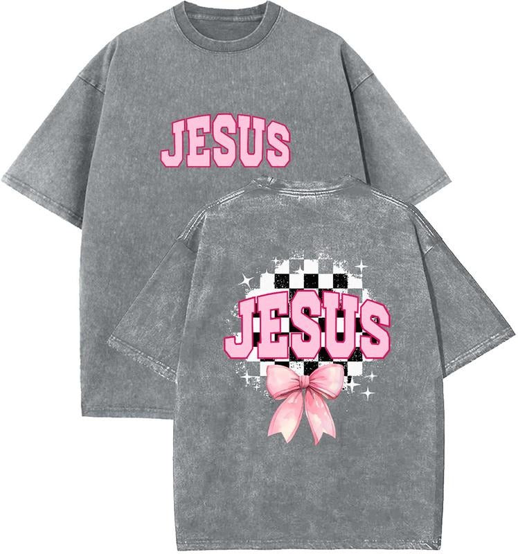 Jesus Unisex Washed T-Shirt, Christian Tshirts, Vintage 90s Graphic Tee, Gift Top Womenswear Cotton Mineral...