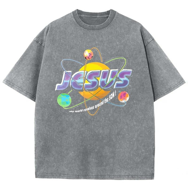 Jesus Unisex Washed T-Shirt, Christian t shirts, Vintage 90s Graphic Tee Gift Cotton Top Womenswear, Mineral...