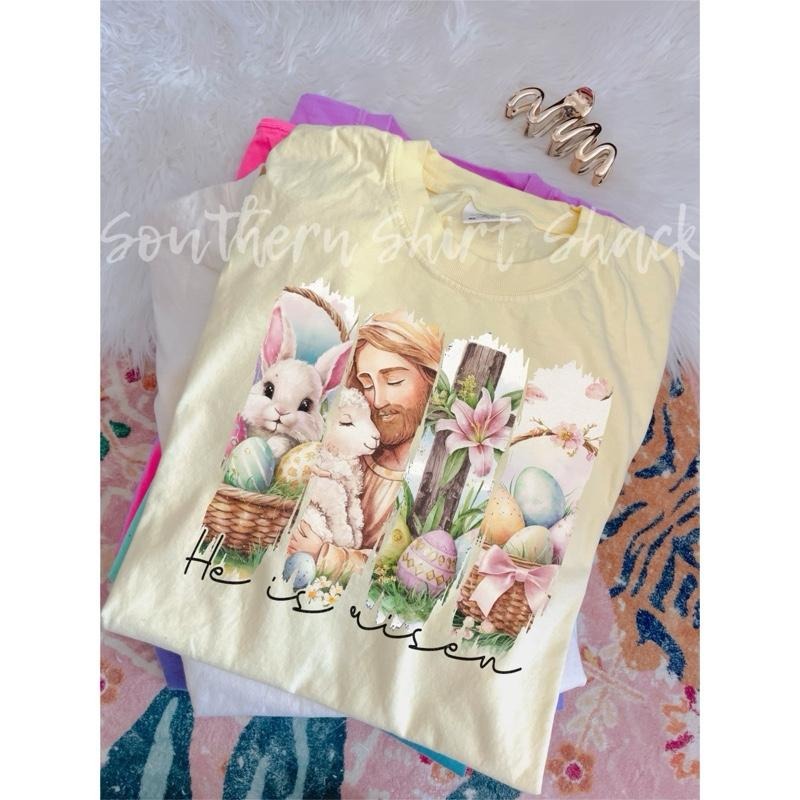 Jesus he is risen T shirt  | Easter T Shirt |  Banana comfort colors T shirt top Hoodie Sweatshirt | PrintMintTees.com