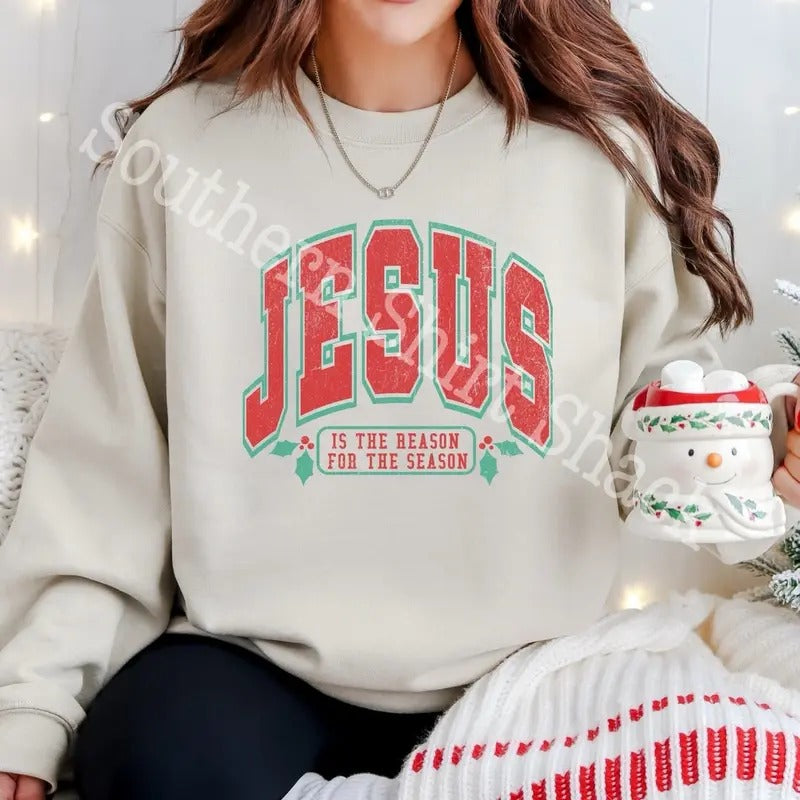 Jesus is the Reason Sweatshirt | Christmas Sweatshirt Shirt Hoodie | PrintMintTees.com