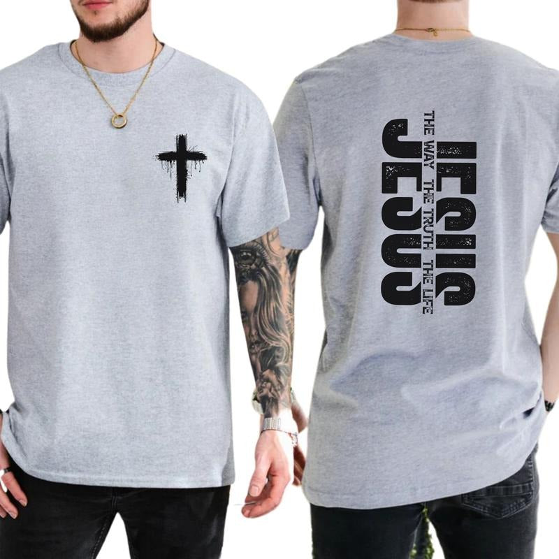 Jesus the Way the Truth the Life Graphic Tee, Christian Shirt For Men, Bible Verse Unhinged Tee, Religious T-shirt For...