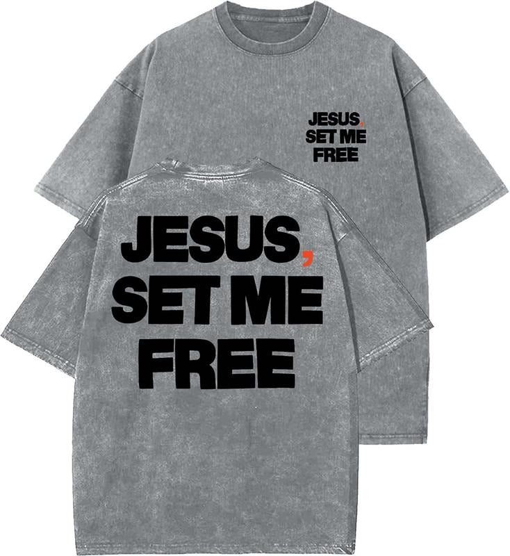 Jesus Set Me Free Washed Christian Vintage 90s Top Womenswear Cotton Mineral Colorstyle{N002}2 T-Shirts, Hoodie, Sweatshirt