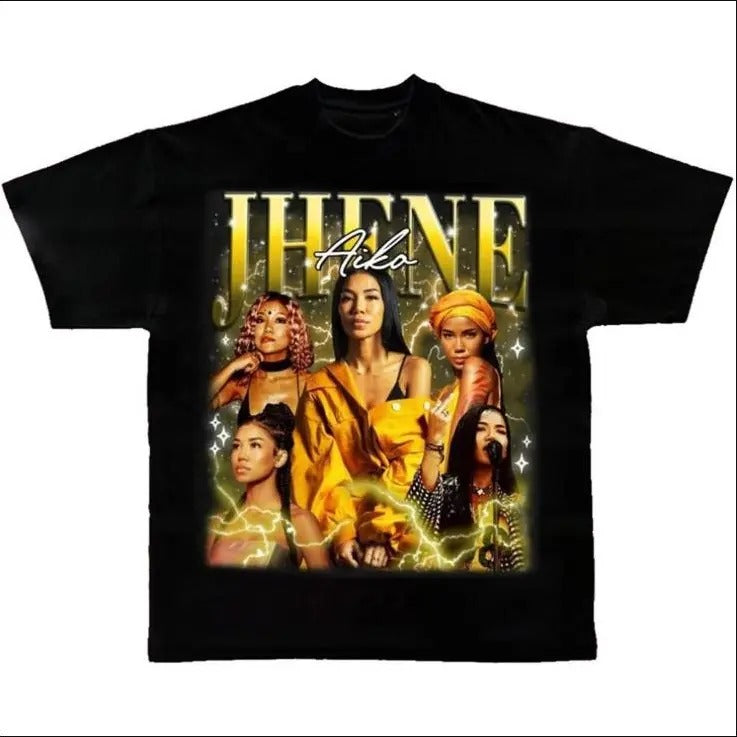 Jhene Classic Black Cotton T-Shirt - Unisex Heavy Cotton Tee Gildan 5000 Hoodie, Sweatshirt | PrintMintTees.com